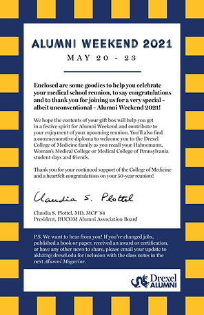Alumni Weekend 2021 Swag Box Card Front