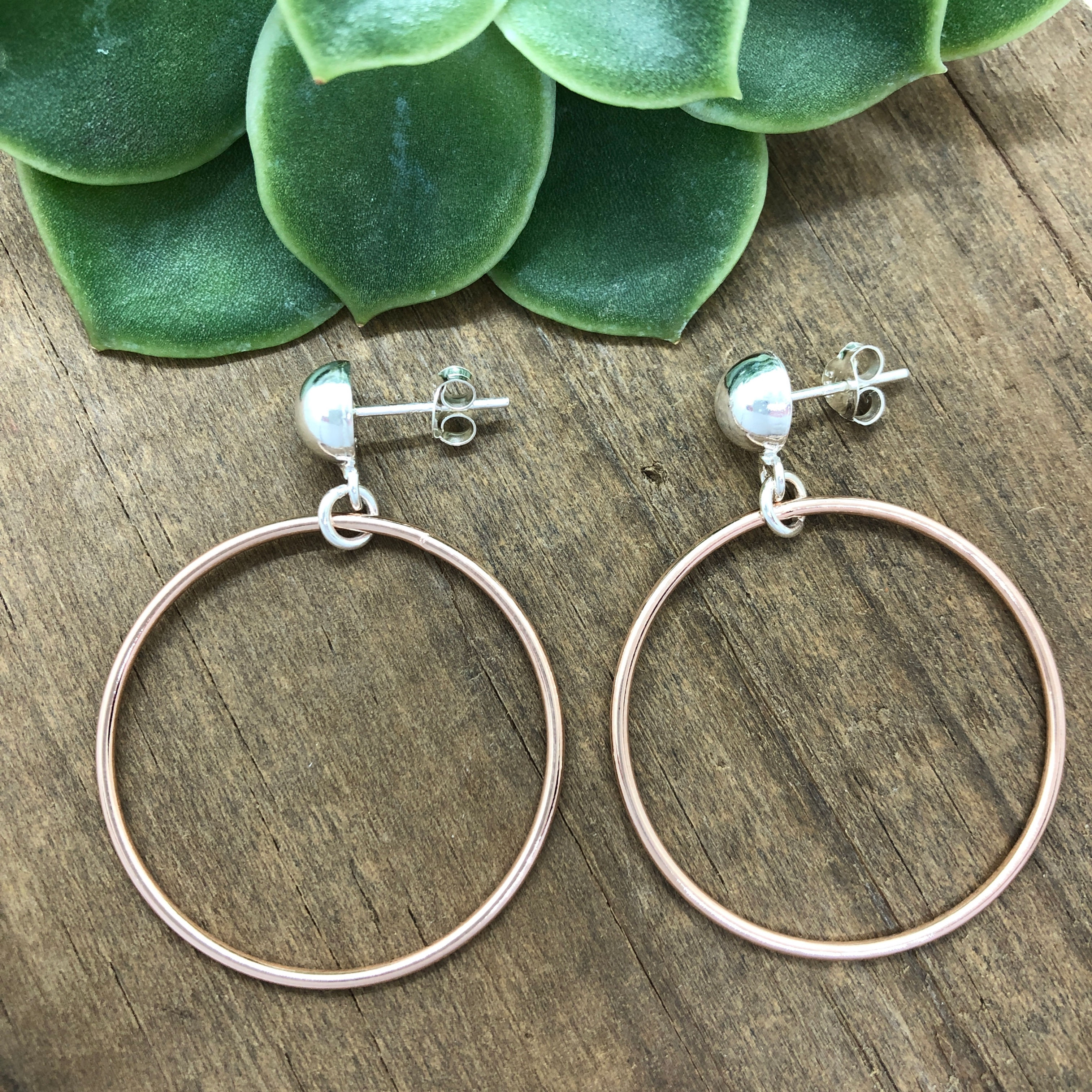 Rose gold & silver hoops