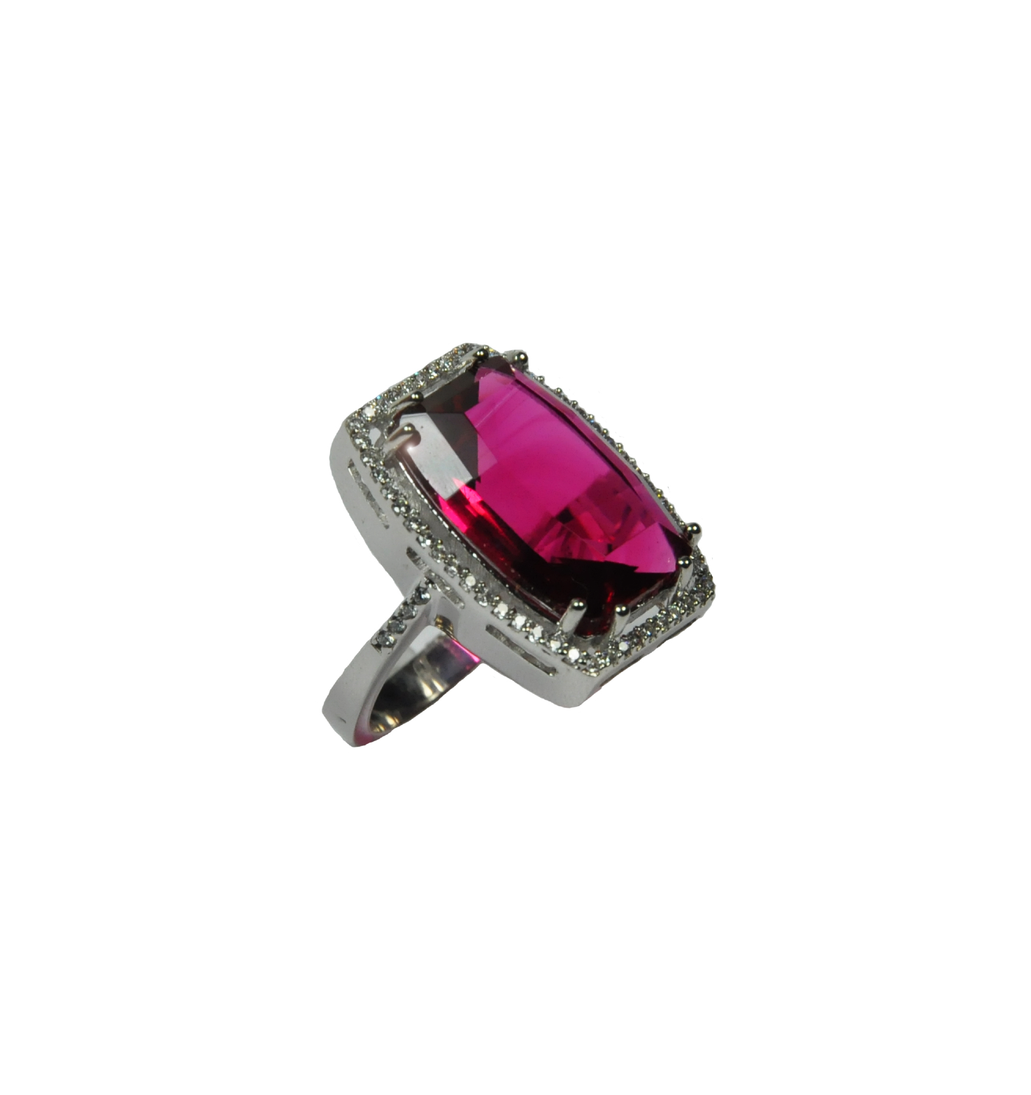 Cherry Quartz Halo Ring