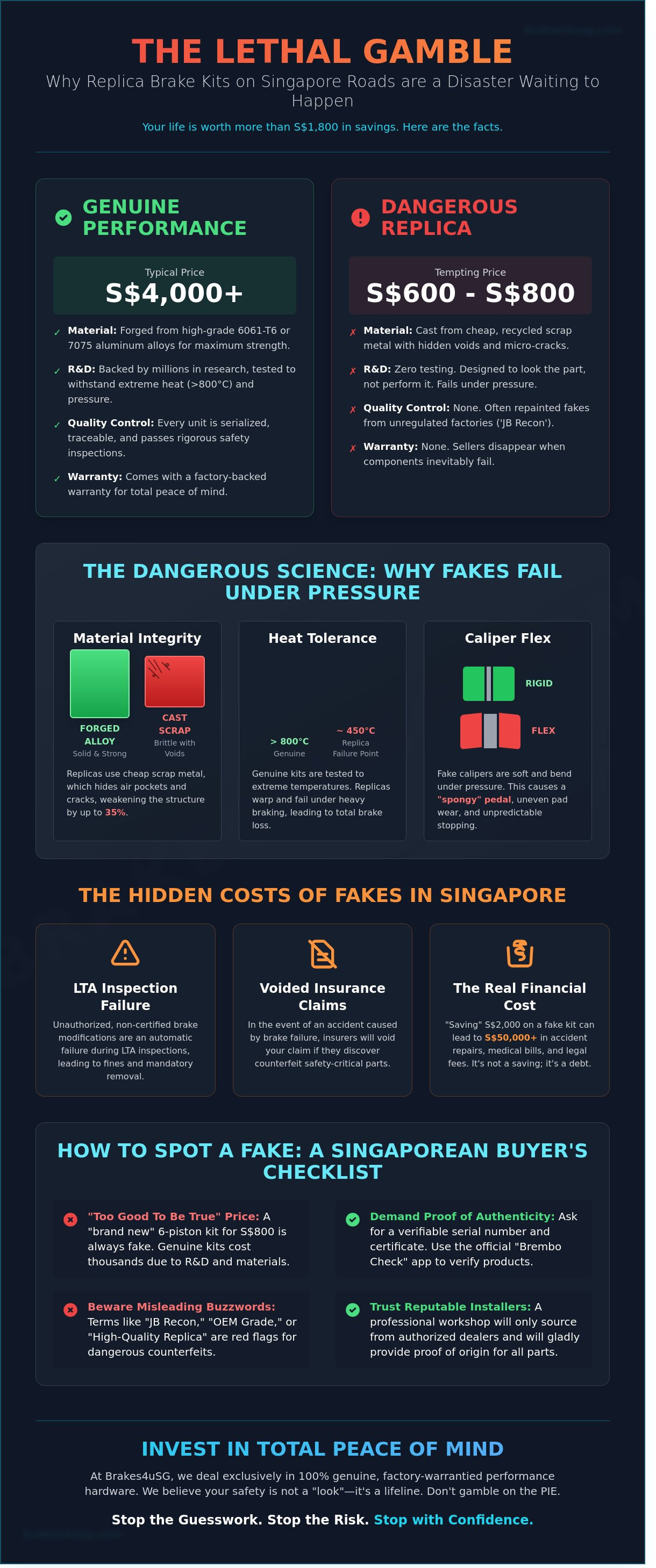 Replica brake kits infographic - visual guide