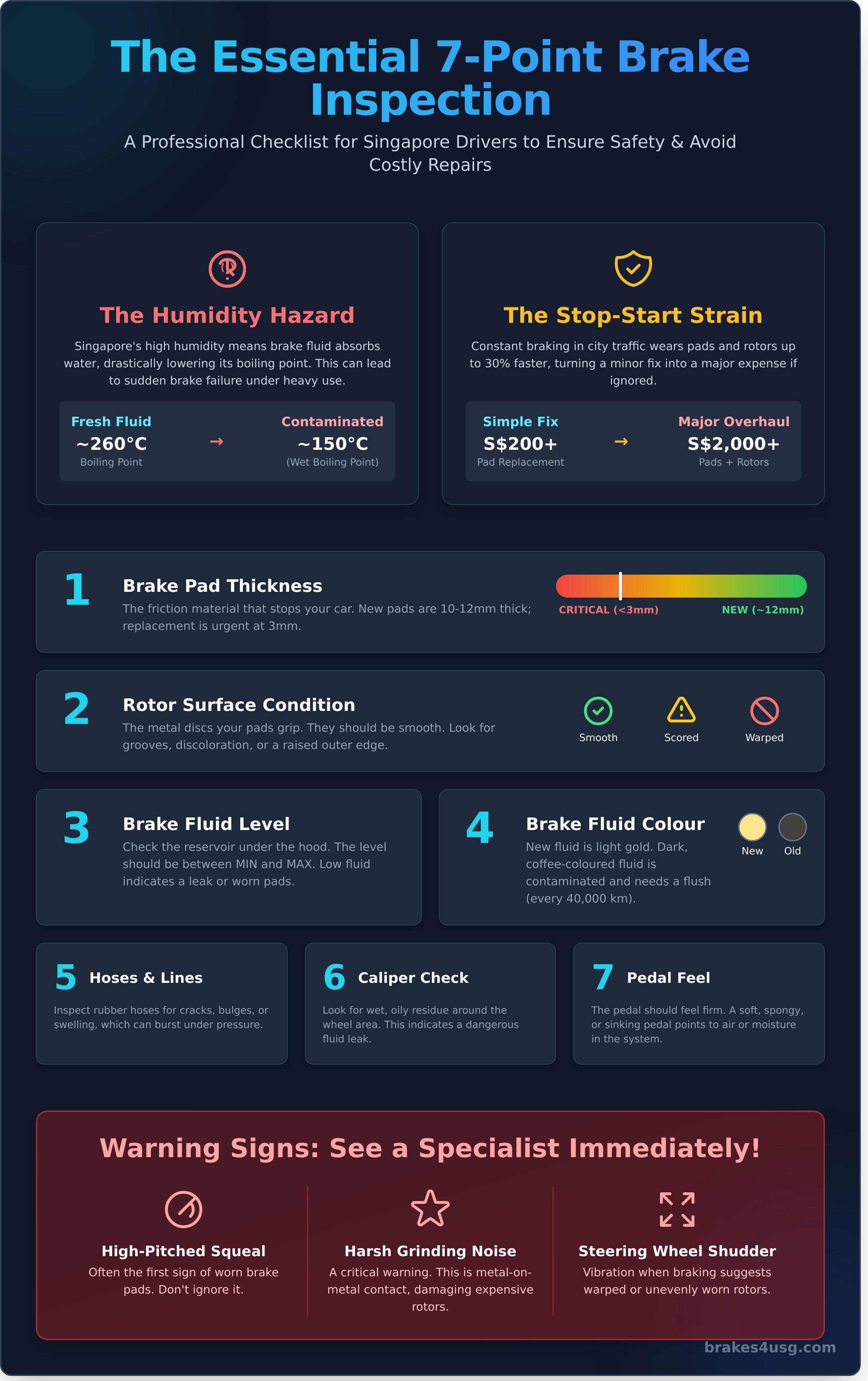 Brake inspection checklist infographic - visual guide