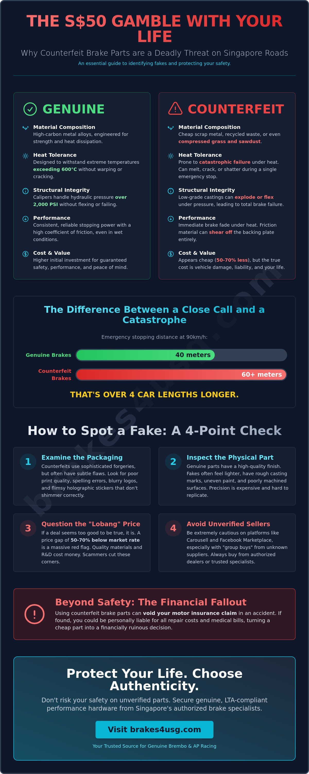 Avoid counterfeit brake parts