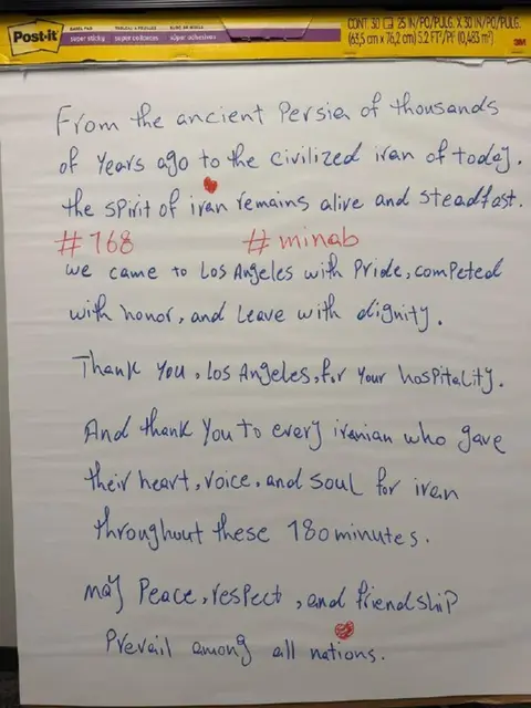 Iran soccer team leaves thank you note for World Cup host city LA in locker room