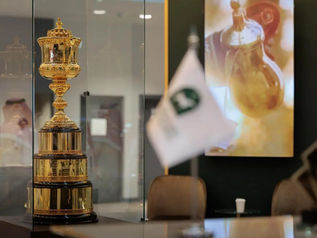 Saudi Cup Trophy Goes on Display at Falcons and Hunting Exhibition in Riyadh