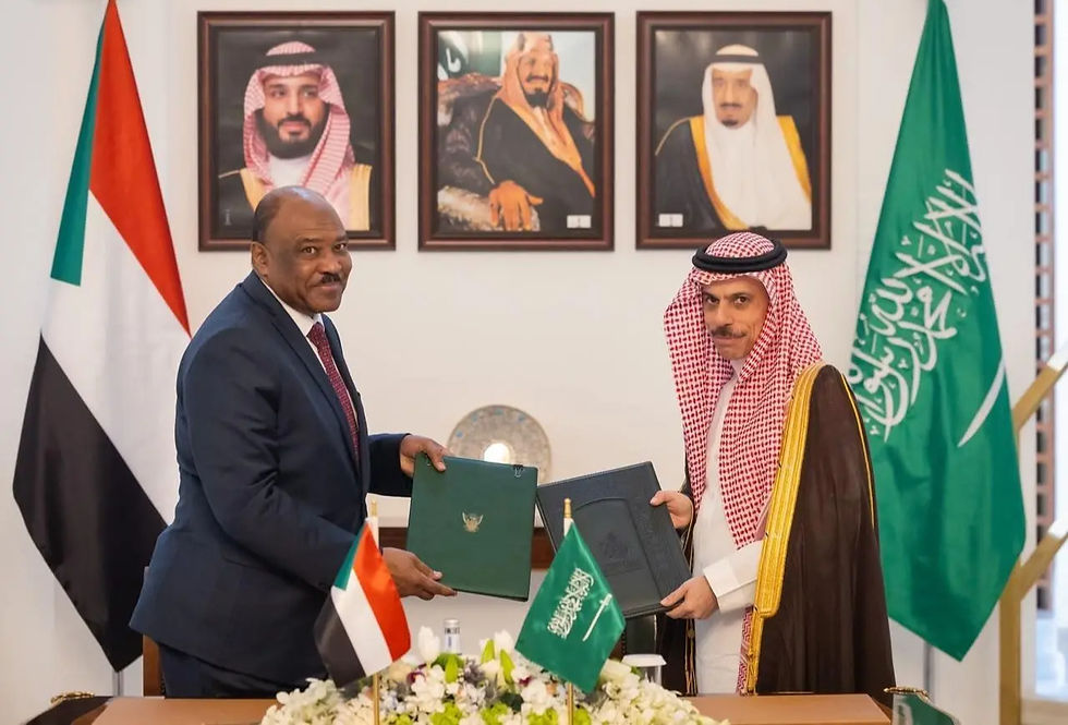 Prince Faisal bin Farhan bin Abdullah and Mohieldin Salem Ahmed Ibrahim Sign Saudi-Sudanese Coordination Council Document