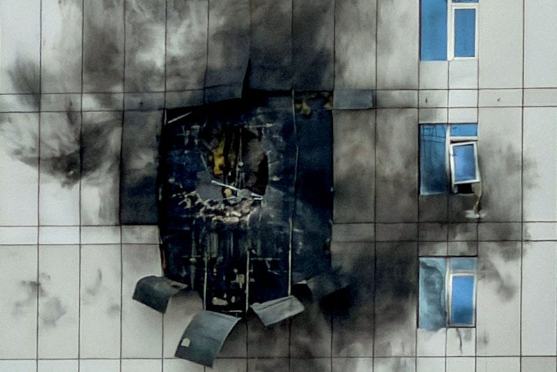 PHOTO: A building damaged by an Iranian drone in Manama, Bahrain, March 1, 2026. REUTERS/Hamad I Mohammed