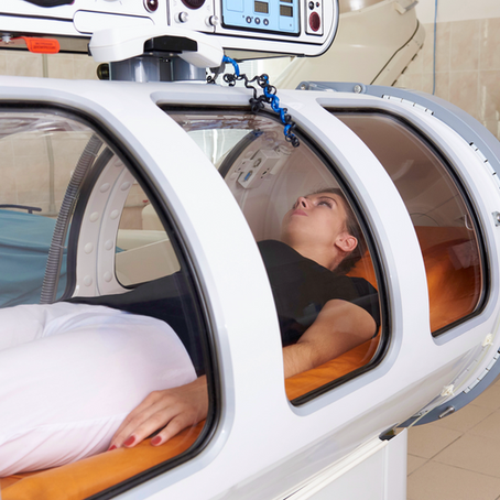 Patient in a hyperbaric chamber