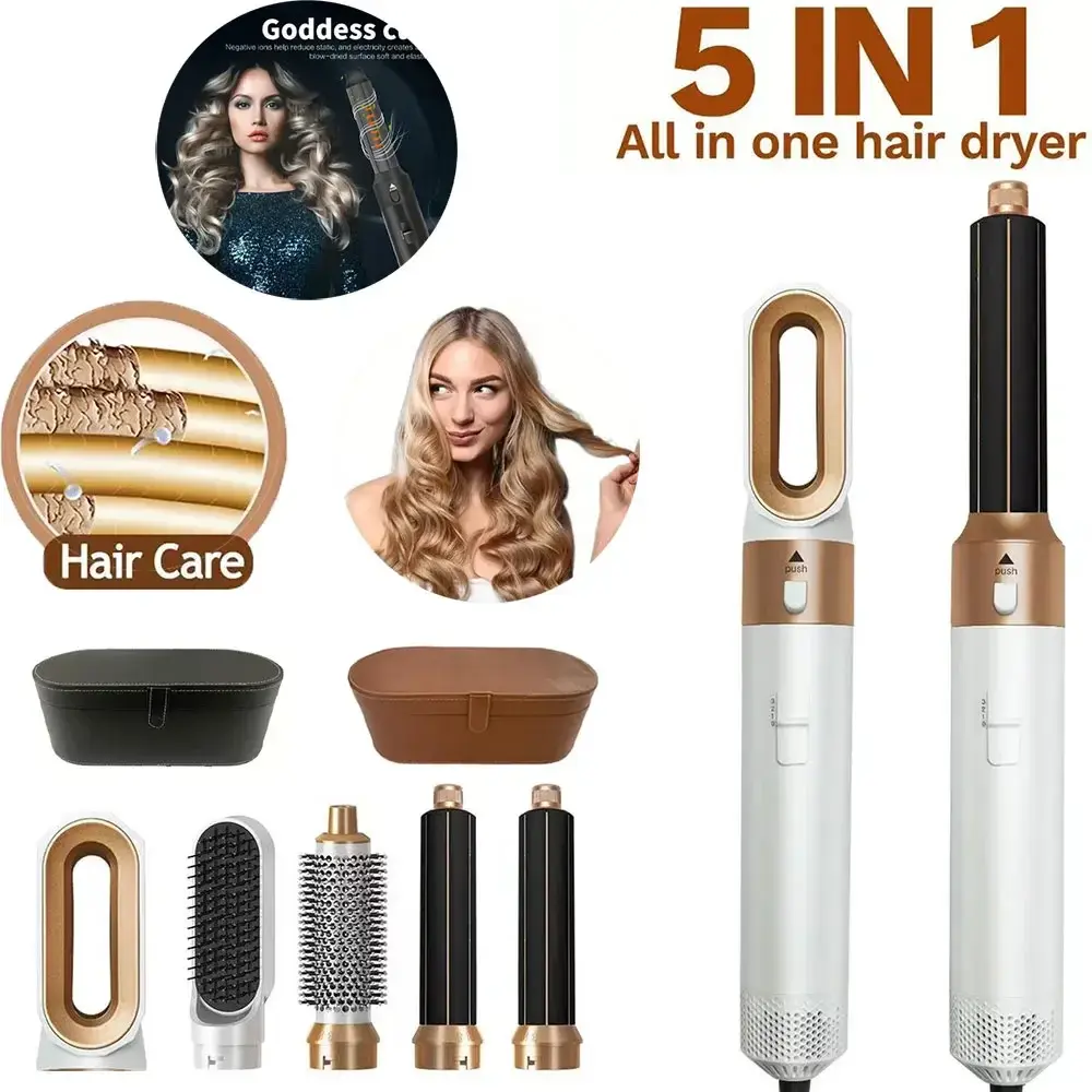 5 in 1 Hair Dryer Brush Hot Comb Set Professional Curling Iron Hair Straightener