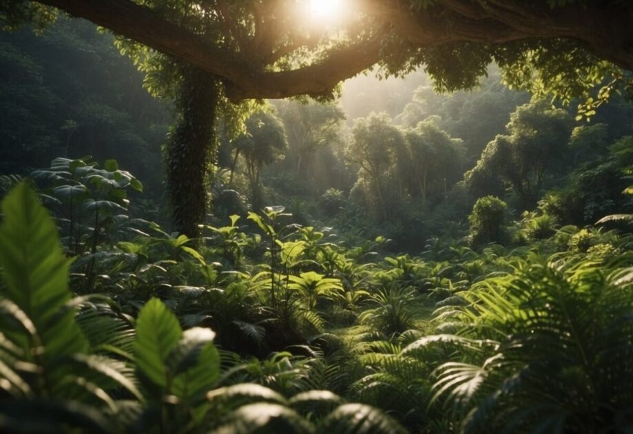 Lush greenery, diverse wildlife, and interconnected networks symbolize the key elements of innovation ecosystems