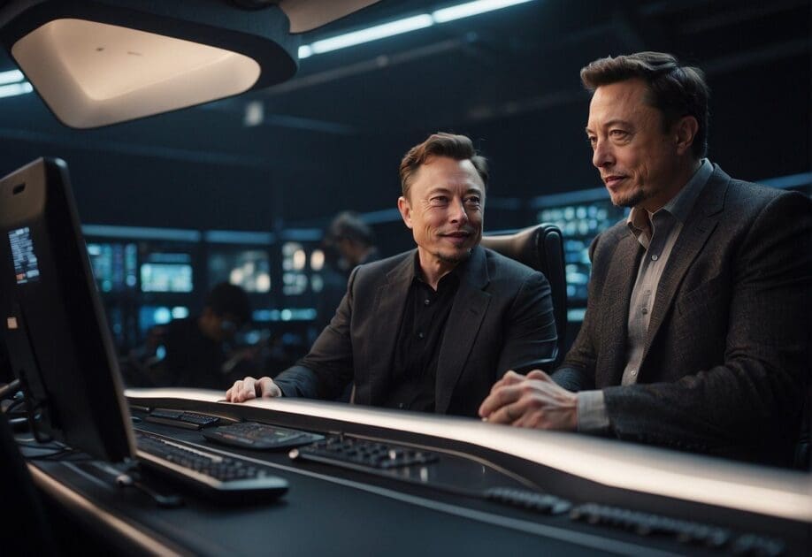 Elon Musk's innovative mind in a neural health partnership scene