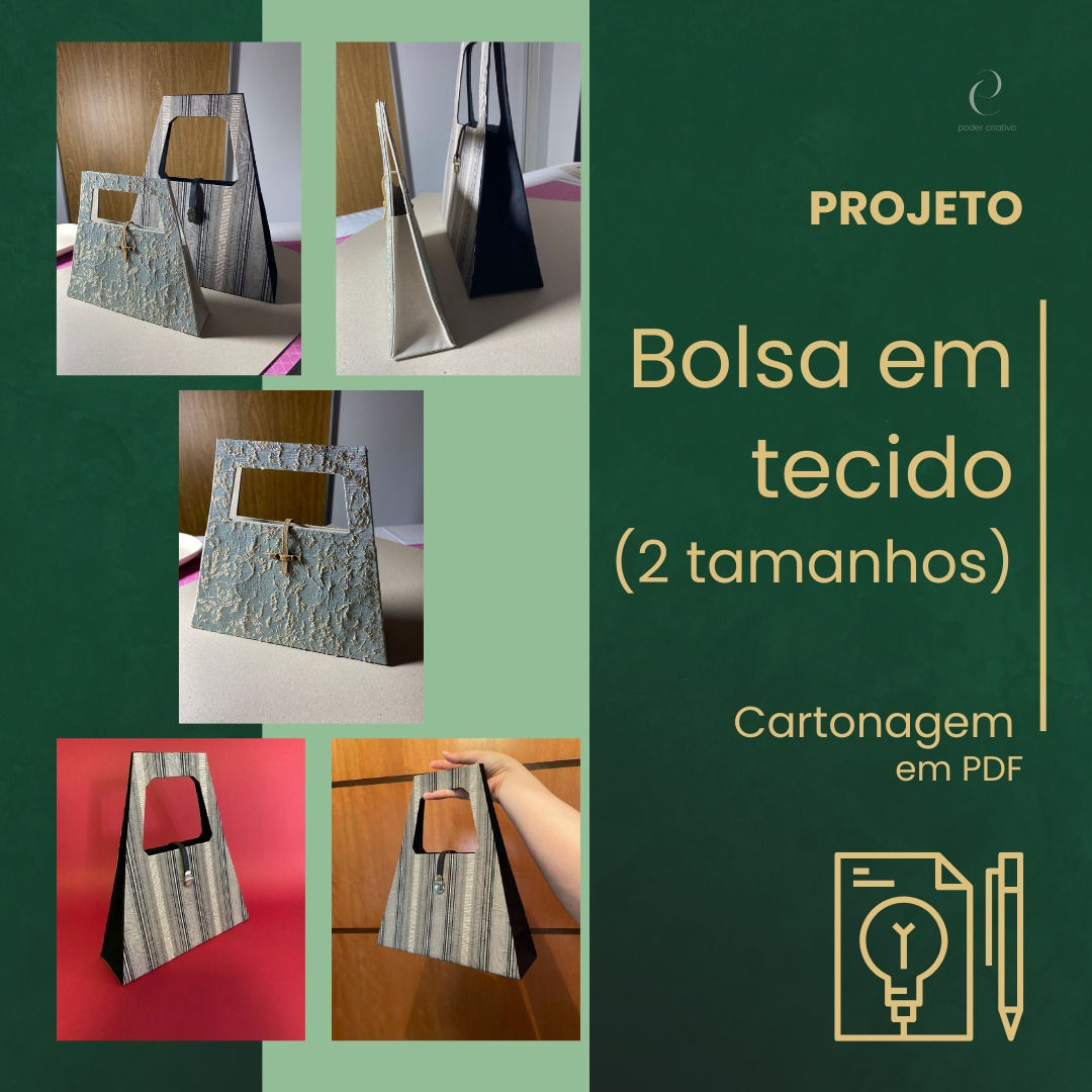 Combo de Projetos - 2 tamanhos da Bolsa Geométrica em Tecido
