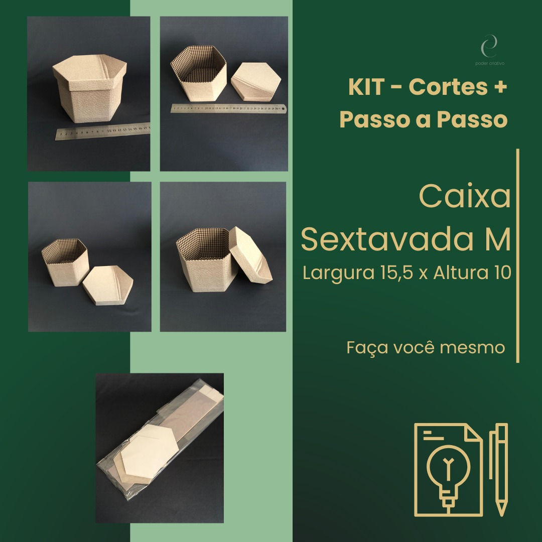 Kit de cartonagem para Montagem - Caixa Sextavada Tam. M