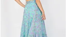 Jovani 23320 Print Ruffle Shoulders Maxi Prom Dress