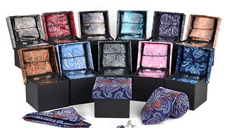Paisley Poly Woven Tie, Hanky & Cufflink Set