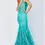 Thumbnail: Jovani 22388 Aqua Embellished Plunging Neck Mermaid Prom Dress