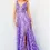 Thumbnail: Jovani 08422 Purple Floral Embroidered A Line Prom Gown