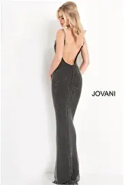 Jovani 03252 Black Cowl Neckline Backless Prom Dress