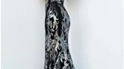 Jovani 22346 Black Gunmetal Off the Shoulder Sequin Prom Dress