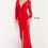 Thumbnail: Jovani 07320 Red Plunging Neck Long Sleeve Prom Dress