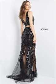 Jovani 07501 Black Embellished Two Piece Prom Dress