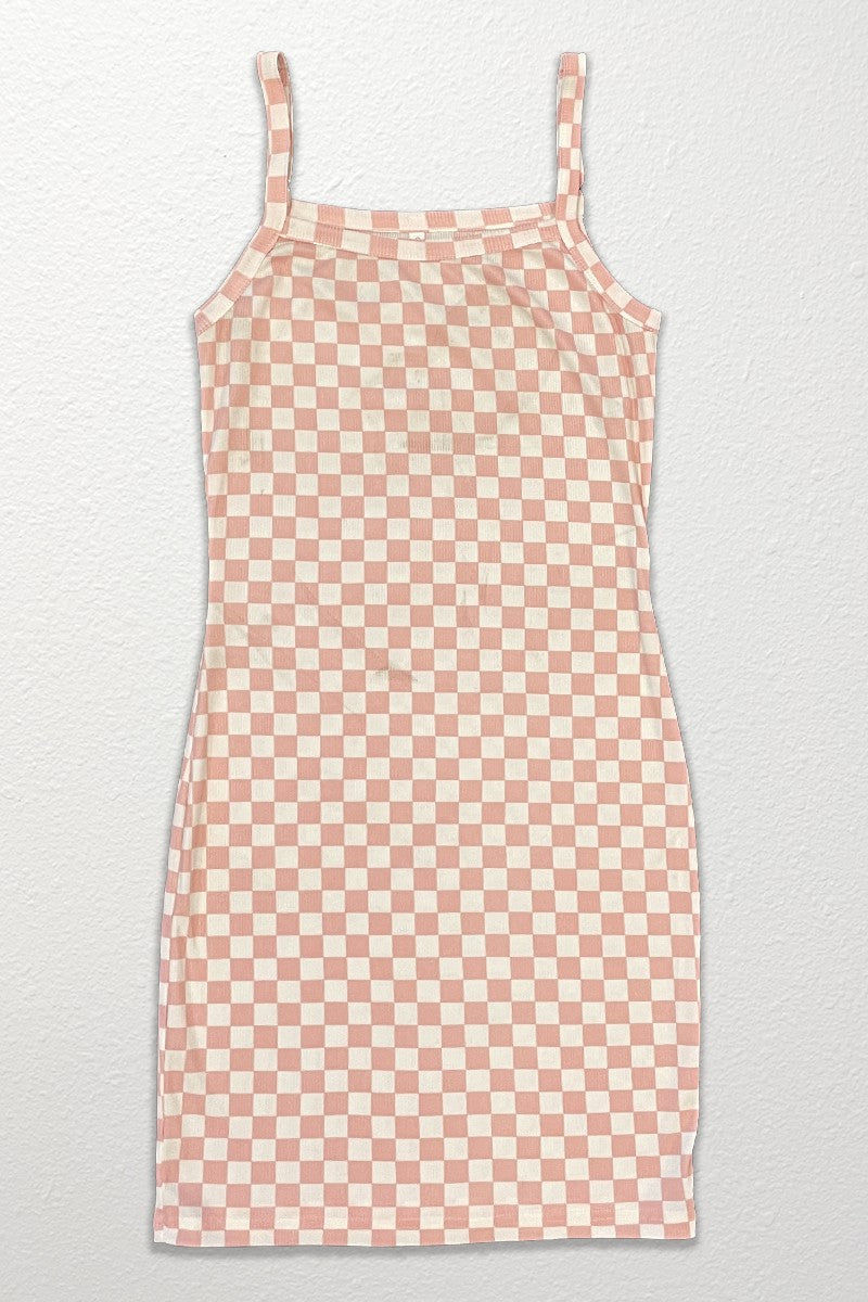 Thumbnail: Checkered Rib Knit Tank Top Dress
