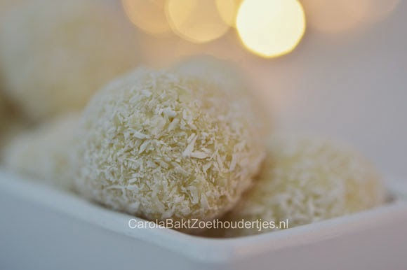 kokos truffels met witte chocolade vanillie