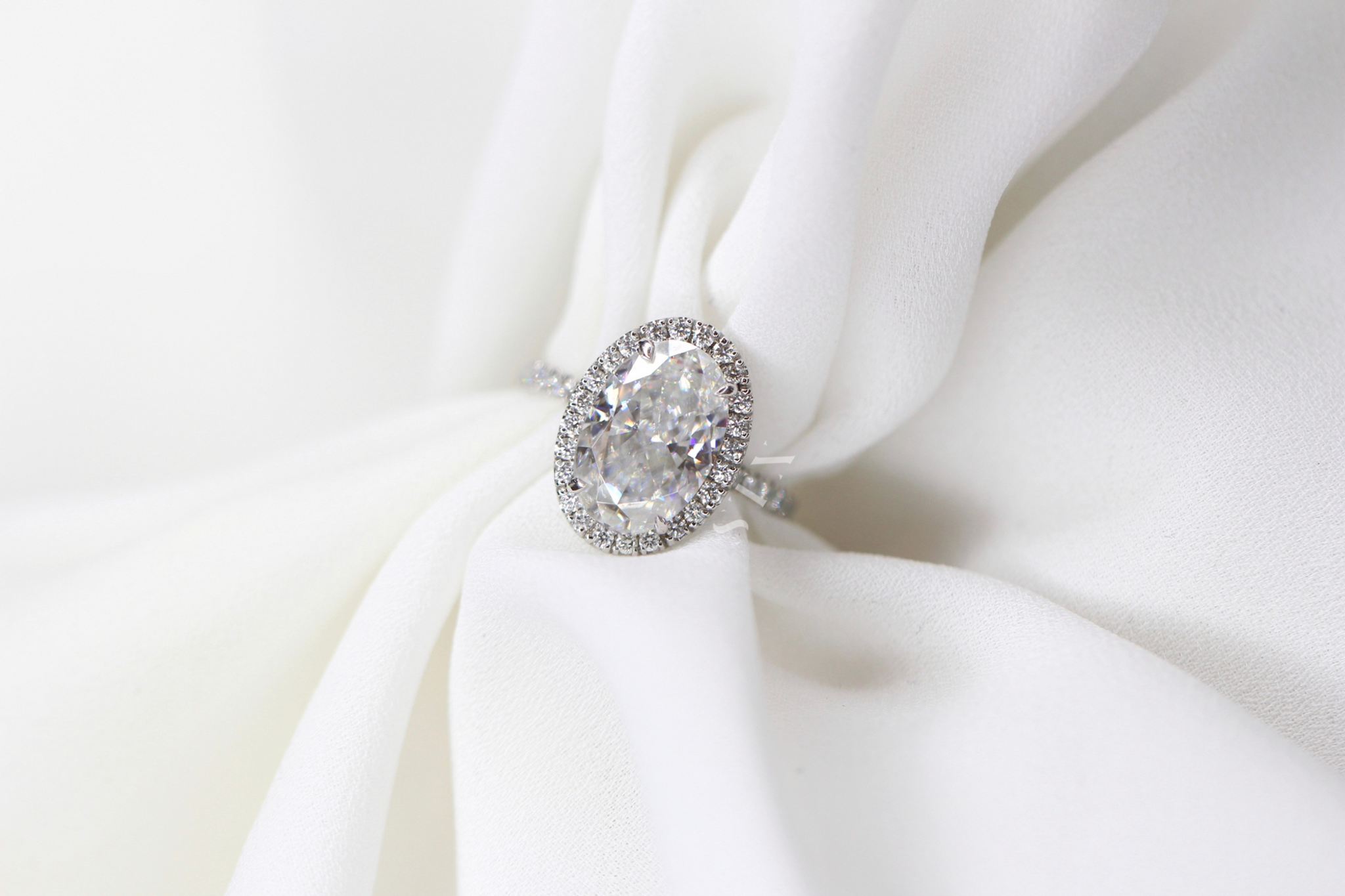 Halo Oval 3.5 Carat Moissanite Ring