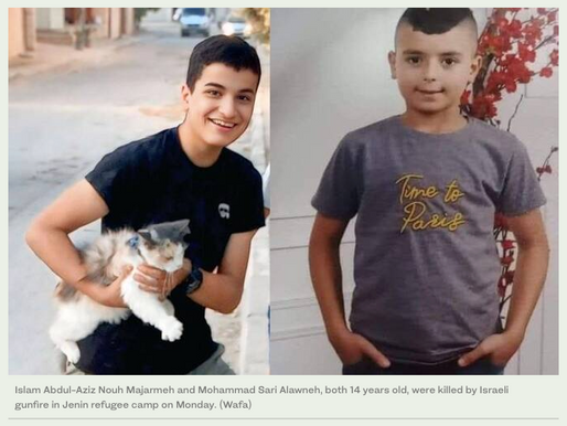 Israeli forces kill two Palestinian minors in Jenin refugee camp