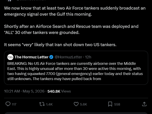 We now know that at least two Air Force tankers suddenly broadcast an emergency signal over the Gulf this morning.