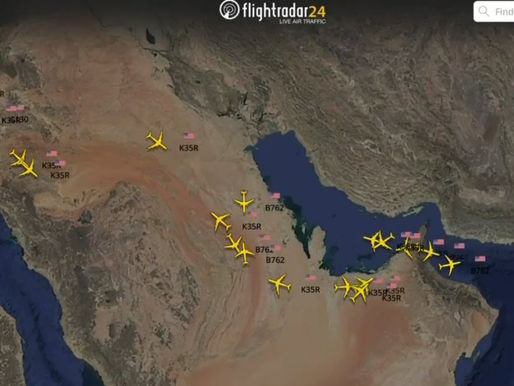 8:25 AM EDT -- 22 Air Refueling Tankers (~110 Fighter Jets) in the Air Middle East 