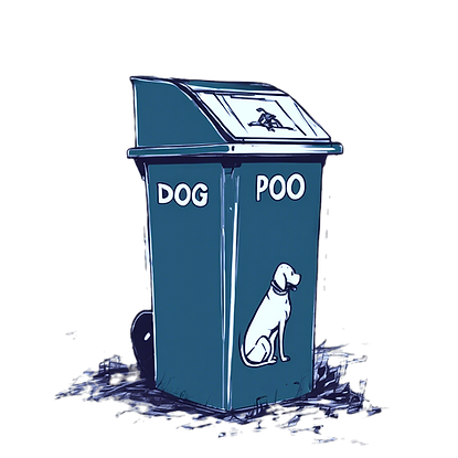 Poo bins are provided on the perimeter of the secure dog field and outside the training hall