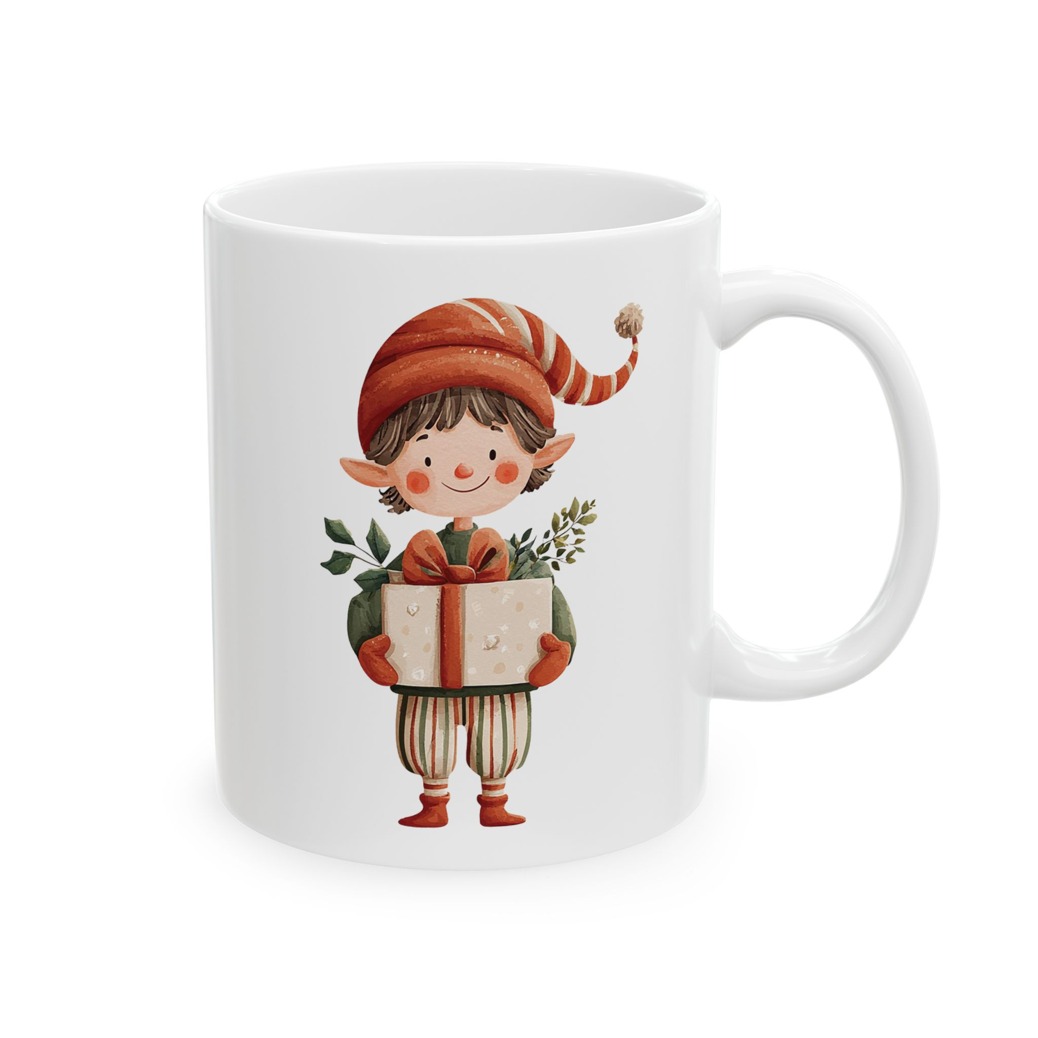Cozy Scandinavian Gnome Christmas Elf Ceramic Mug (11oz)