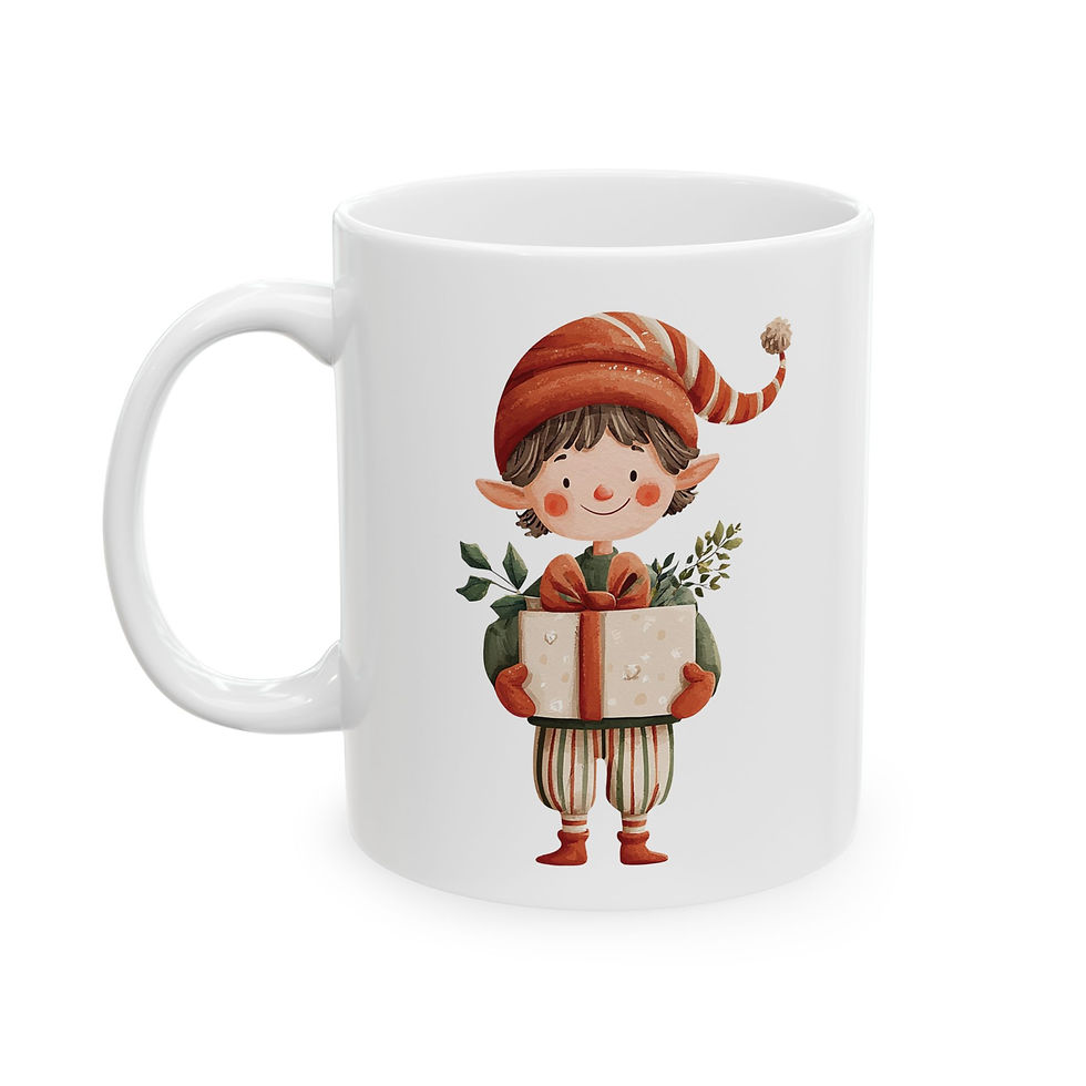 Thumbnail: Cozy Scandinavian Gnome Christmas Elf Ceramic Mug (11oz)