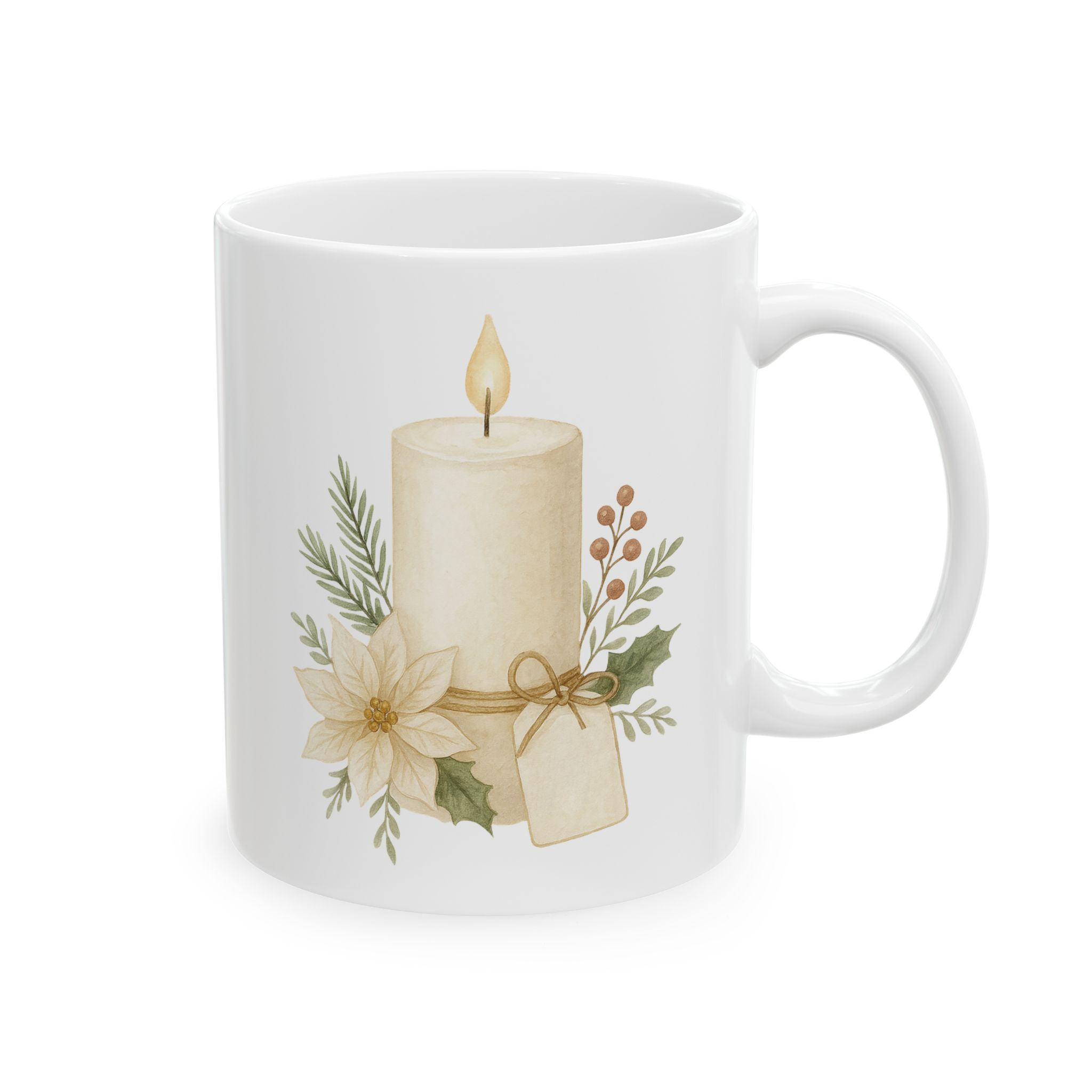Christmas Candle Holiday Ceramic Coffee Cup (11oz)