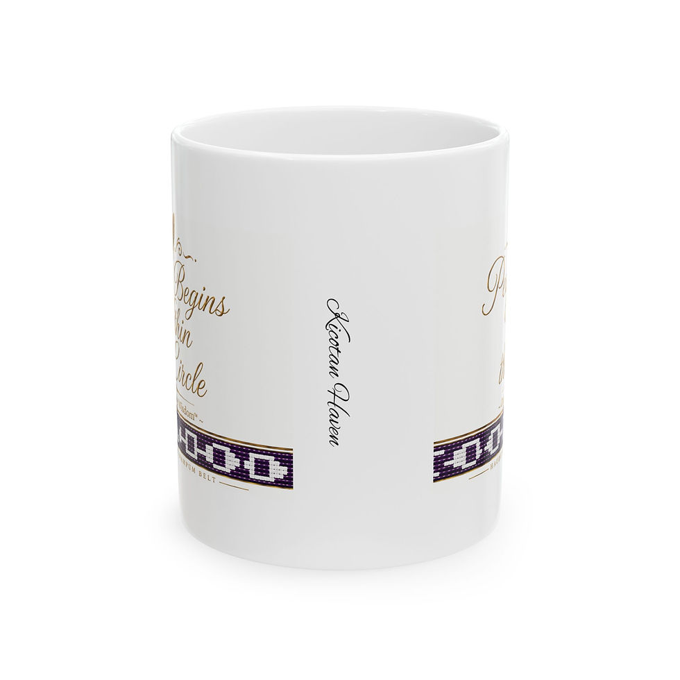 Thumbnail: Peace Begins within the Circle Golden & White 11 oz mug