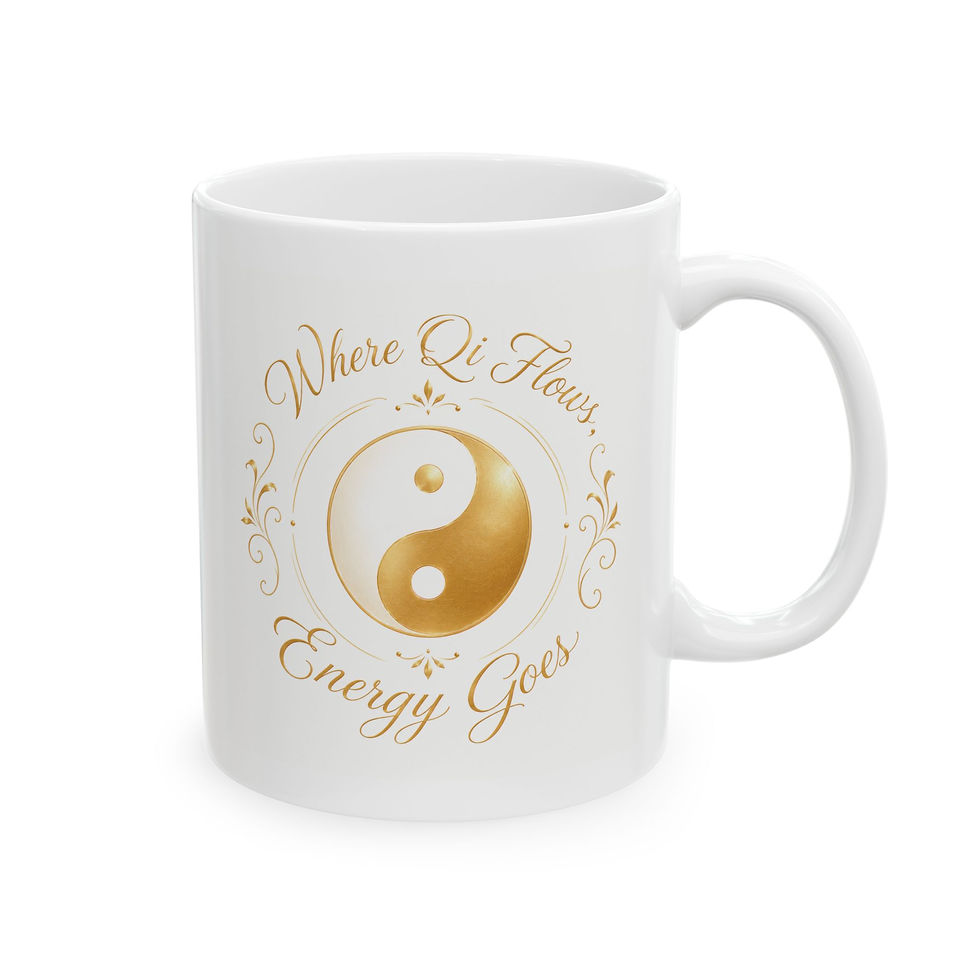 Thumbnail: Where Qi Flows -Energy Goes | Gold & White 11 oz Mug