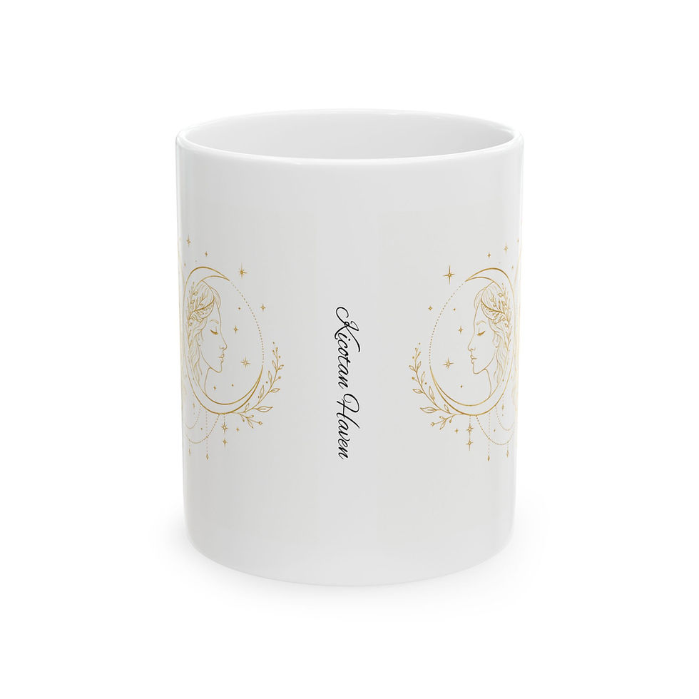Thumbnail: Three Sisters Moon Goddess | Gold and White 11 oz Mug