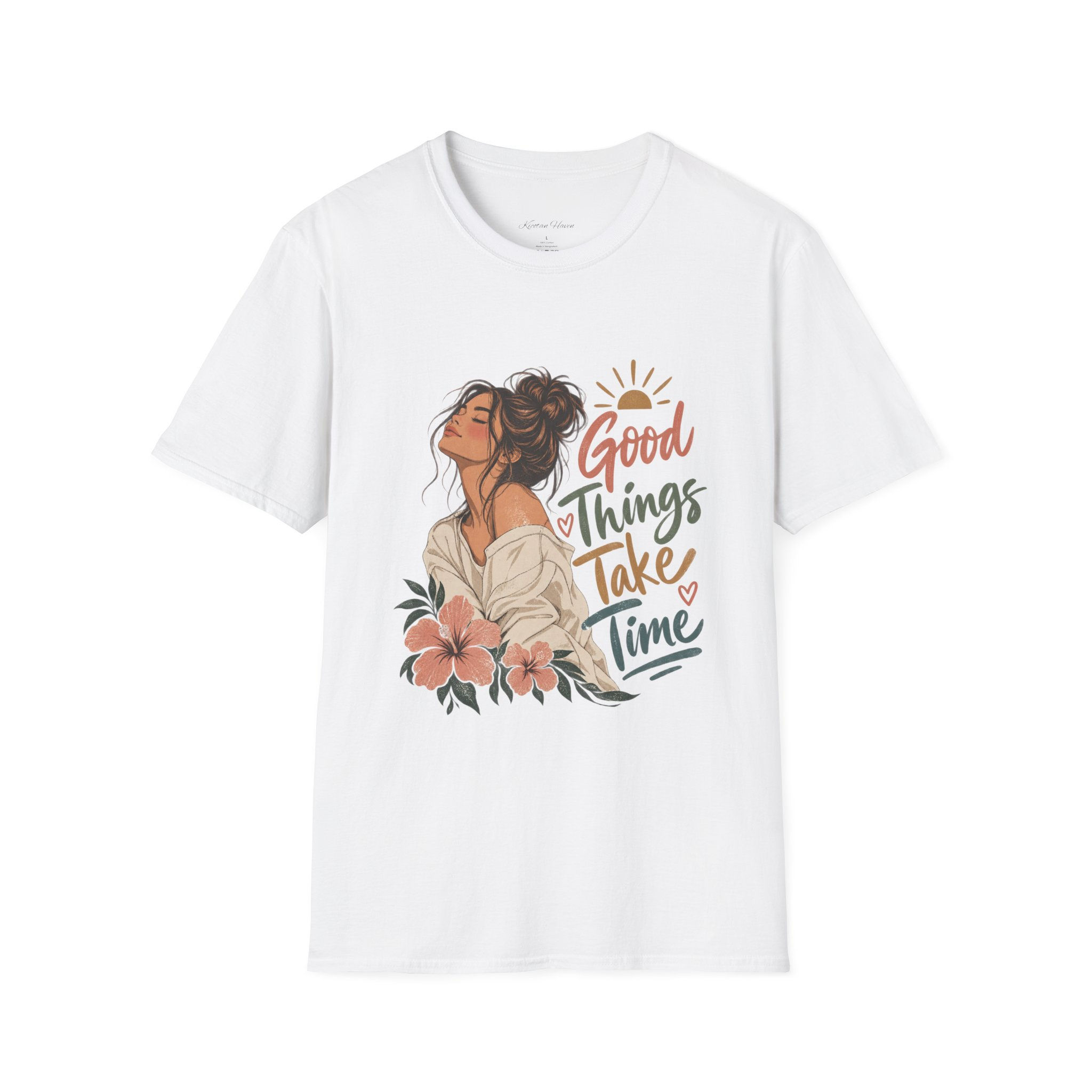 Good Things Take Time T-Shirt — Inspirational Floral Relaxed Tee