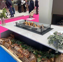 Modern gas fireplace with logs
