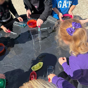 children playing with chalk