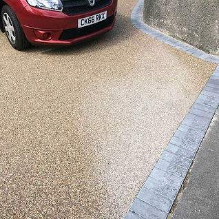 Close-up of a newly installed resin driveway