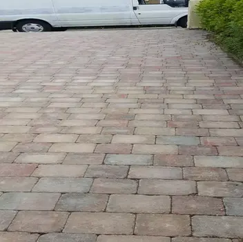 Brick driveway with a uniform pattern