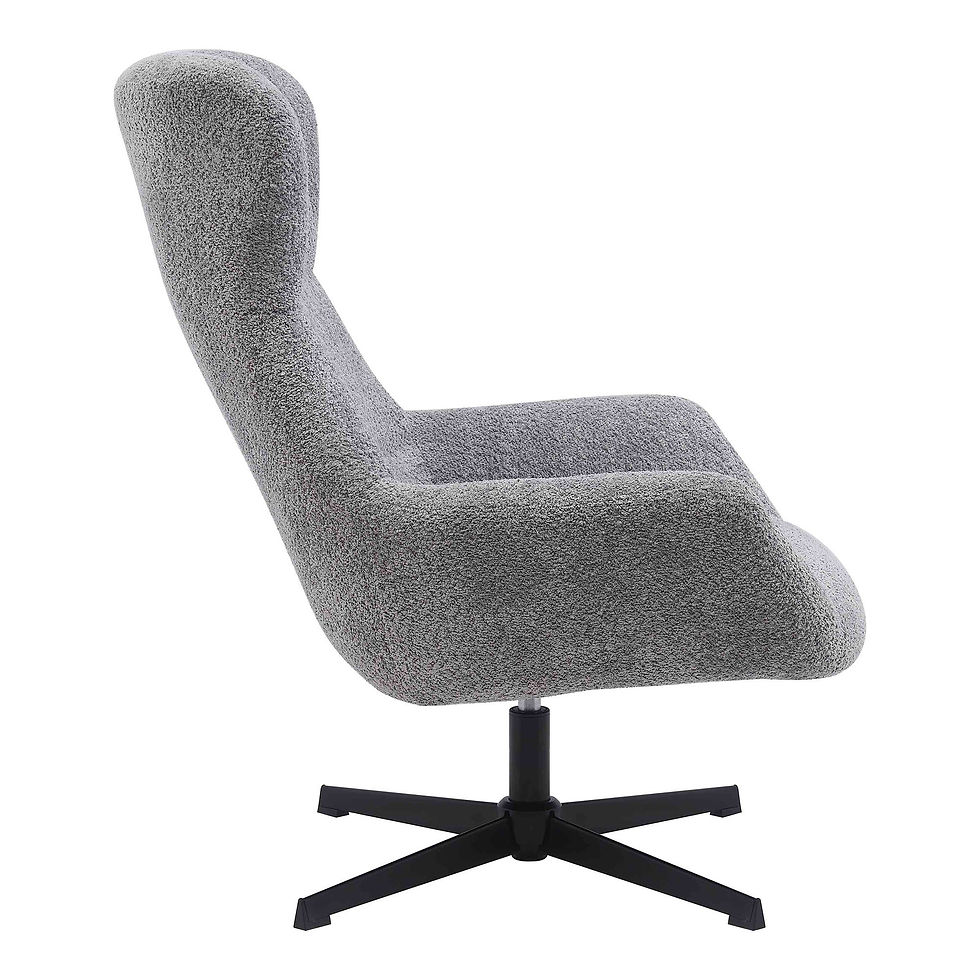 Miniature : Profil latéral du fauteuil design BESCIA, mettant en valeur son dossier haut et son assise ergonomique.