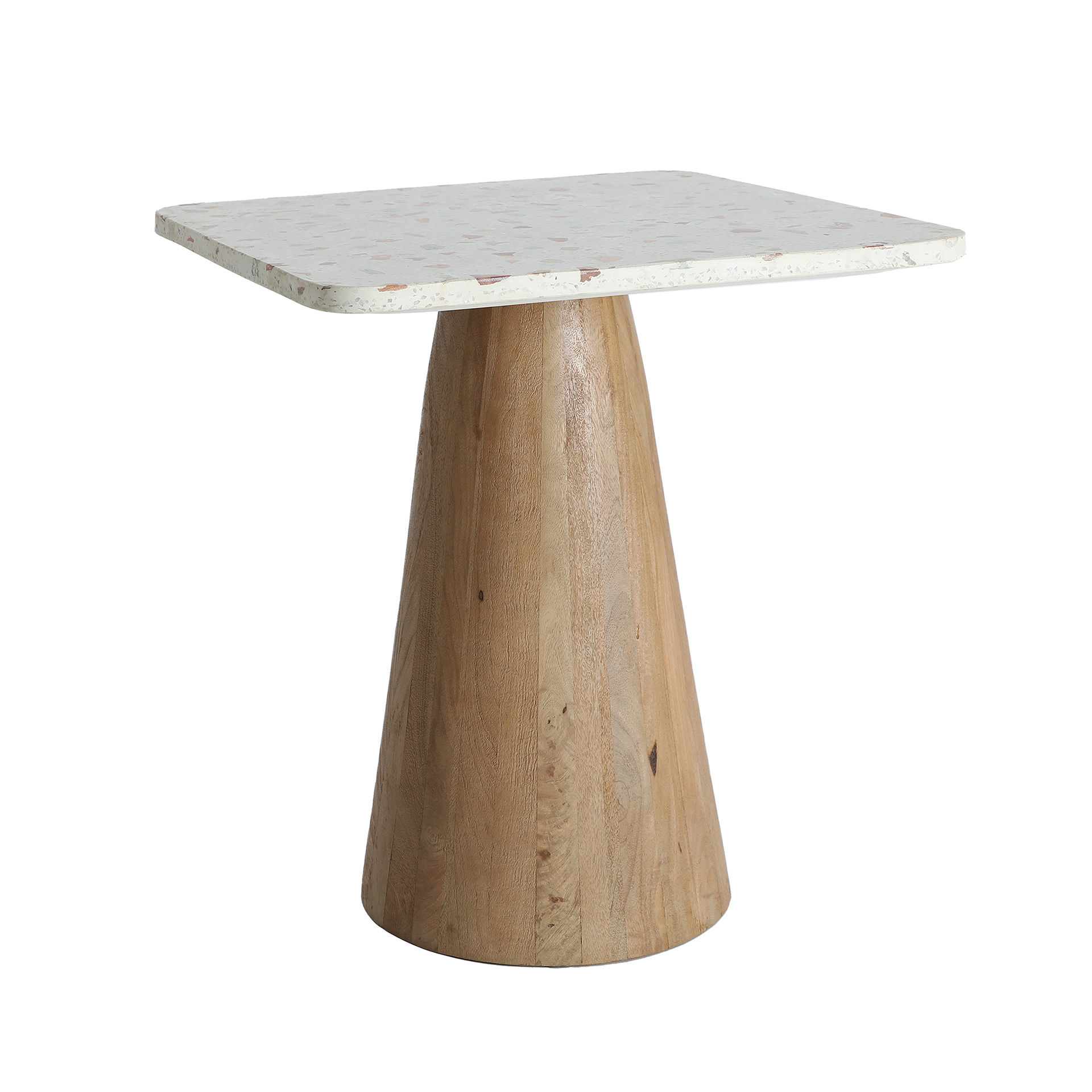 Table de bar LAUTREC terrazzo et bois vue d’ensemble