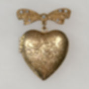 Estate Heart Locket Brooch with Perfume Compact