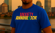 Text reading “anxiety annihilator,” presented as a bold, uplifting affirmation meant to inspire confidence, calm, and emotional strength in managing anxious moments.