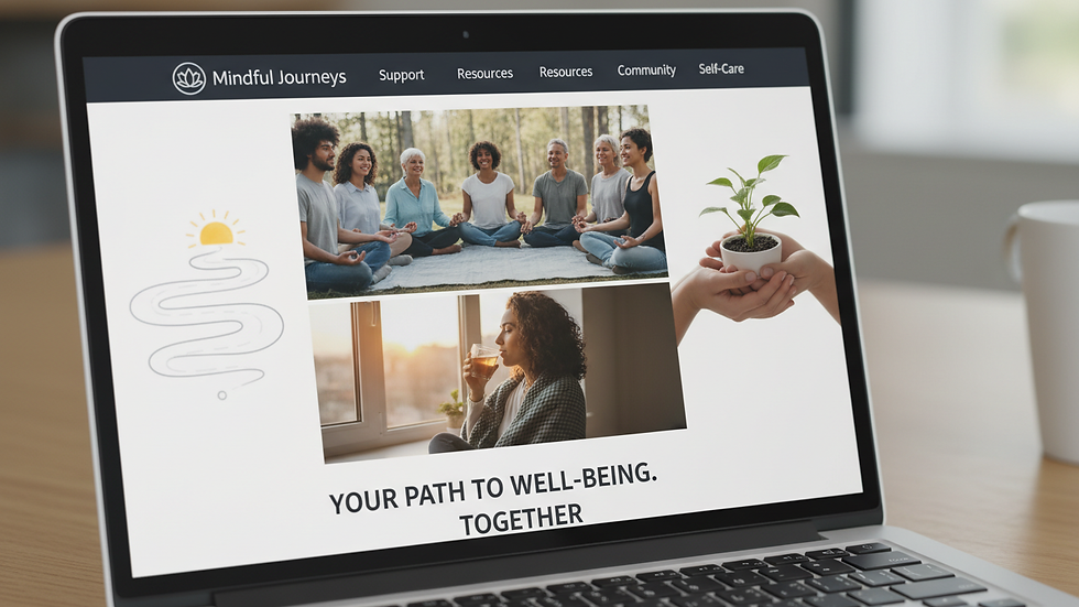 Close-up view of a laptop screen displaying a mental health support website