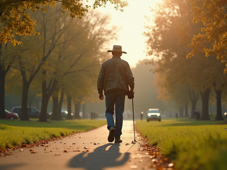 Man walking down path
