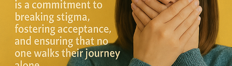 A young person with a concerned expression covers their mouth with both hands, set against a bright yellow background. Bold overlay text advocates for mental health awareness and inclusion, emphasizing the need to break silence, foster conversation, and support emotional well-being. The message calls for collective action and highlights the Silent Rebel movement’s commitment to advocacy and change.