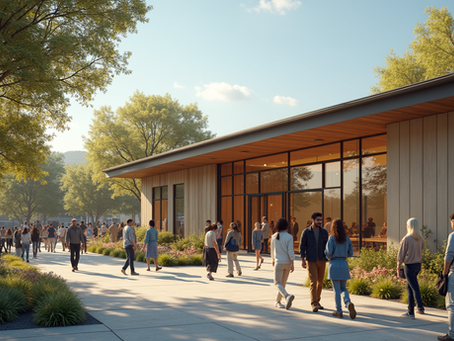 People walking around a social site